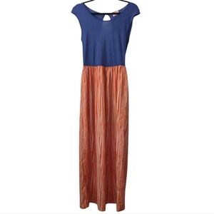 Elegant Blue and Orange Women's Dress